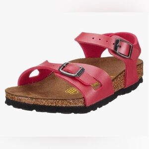 BIRKENSTOCK Girls Rio slim sandals Ice Pearl Coral Cork Footbed 2 Buckle Size 30